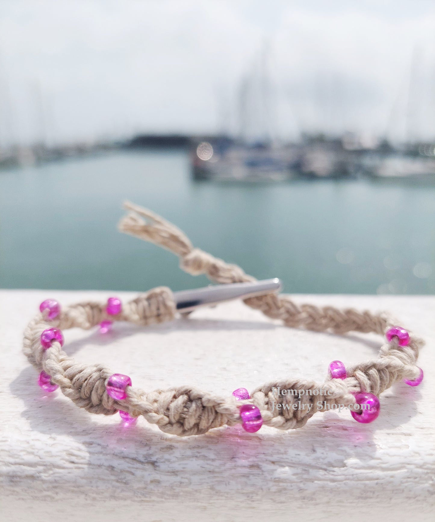 Twisted Hempnotic Adjustable beaded hemp bracelet
