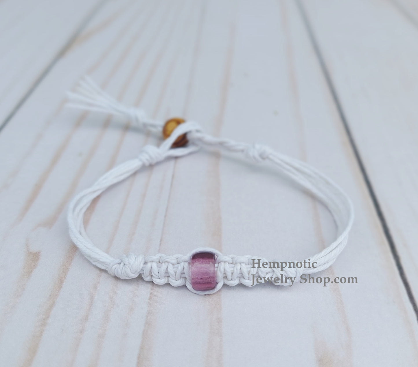 Glass Bead Hempnotic Love Hemp Bracelet