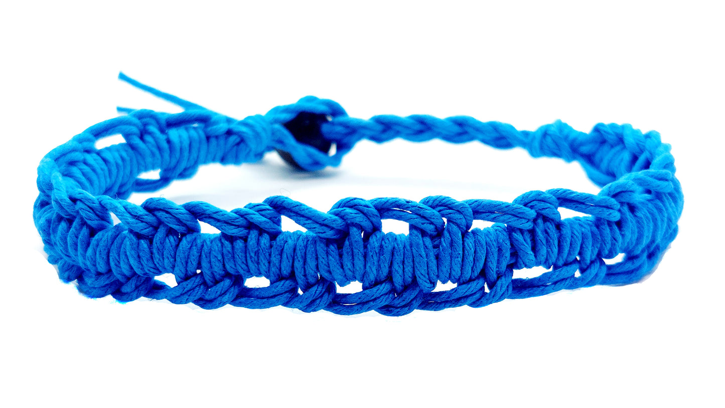 Teal Not Knotted Eco Friendly Surfer Hawaiian Wide Hemp Bracelet