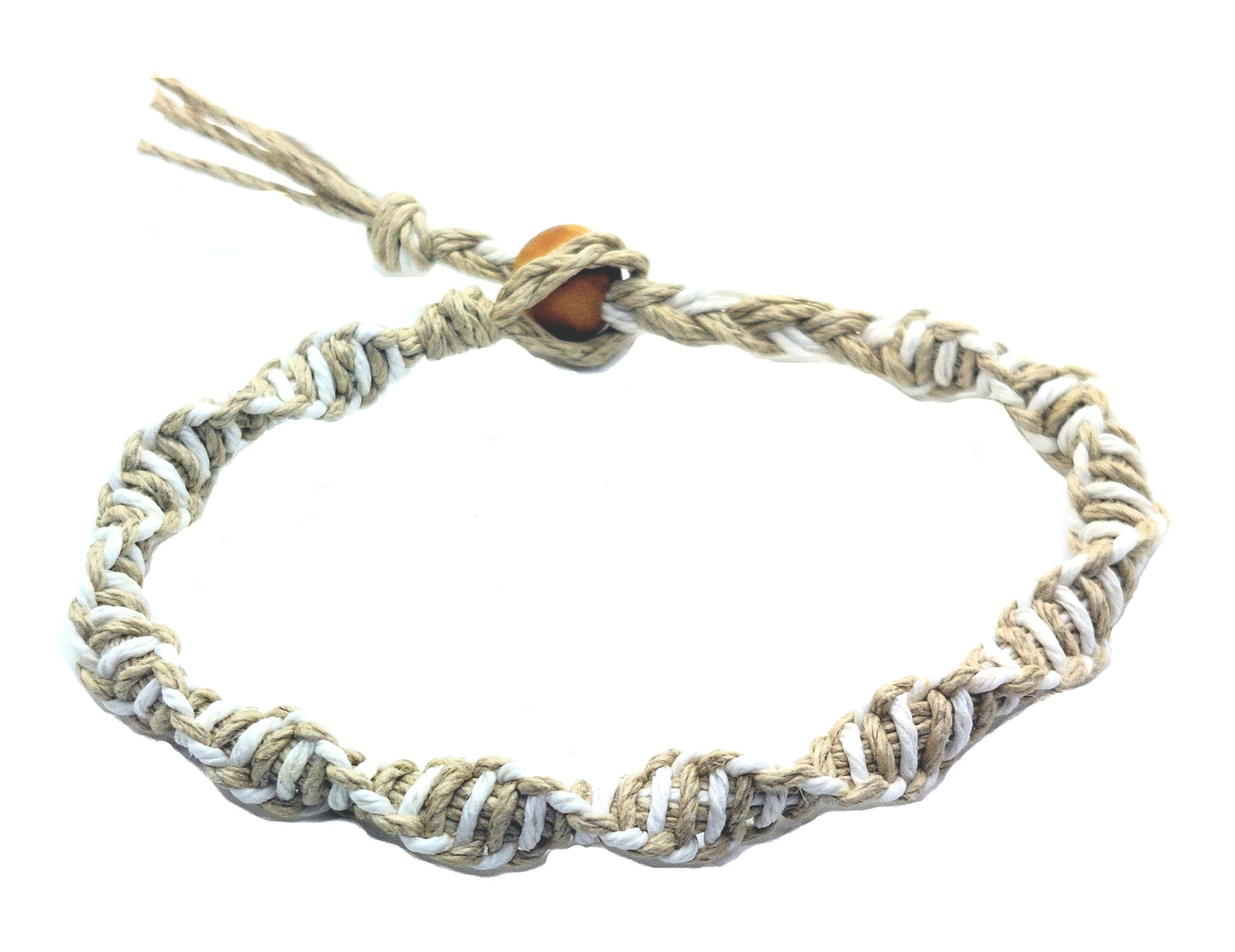 Spiral Men's or Women's Natural and White Hempnotic Hemp Bracelet
