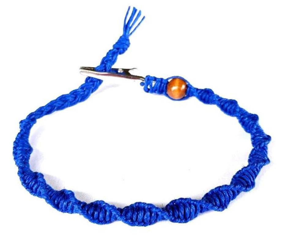 Blue Spiral Hemp Anklet Adjustable Alligator Clip