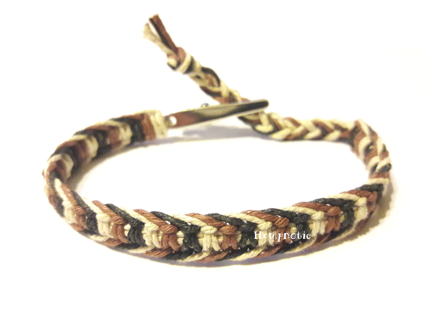 Hempnotic Jewelry Adjustable Alligator Clip Natural Brown and Black Hemp Bracelet - Handmade