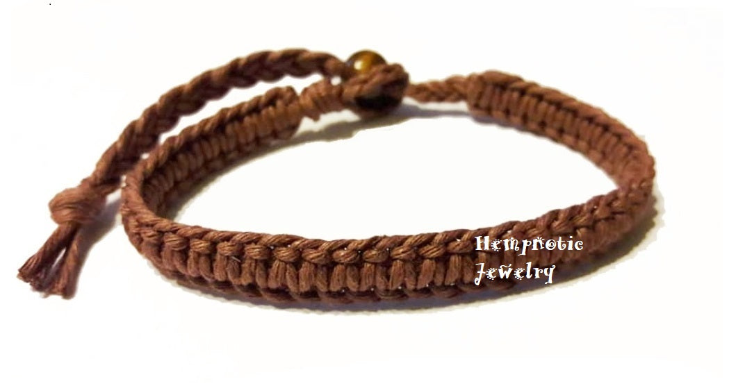 Brown Surfer Hawaiian Adjustable Hemp Bracelet or Hemp Anklet