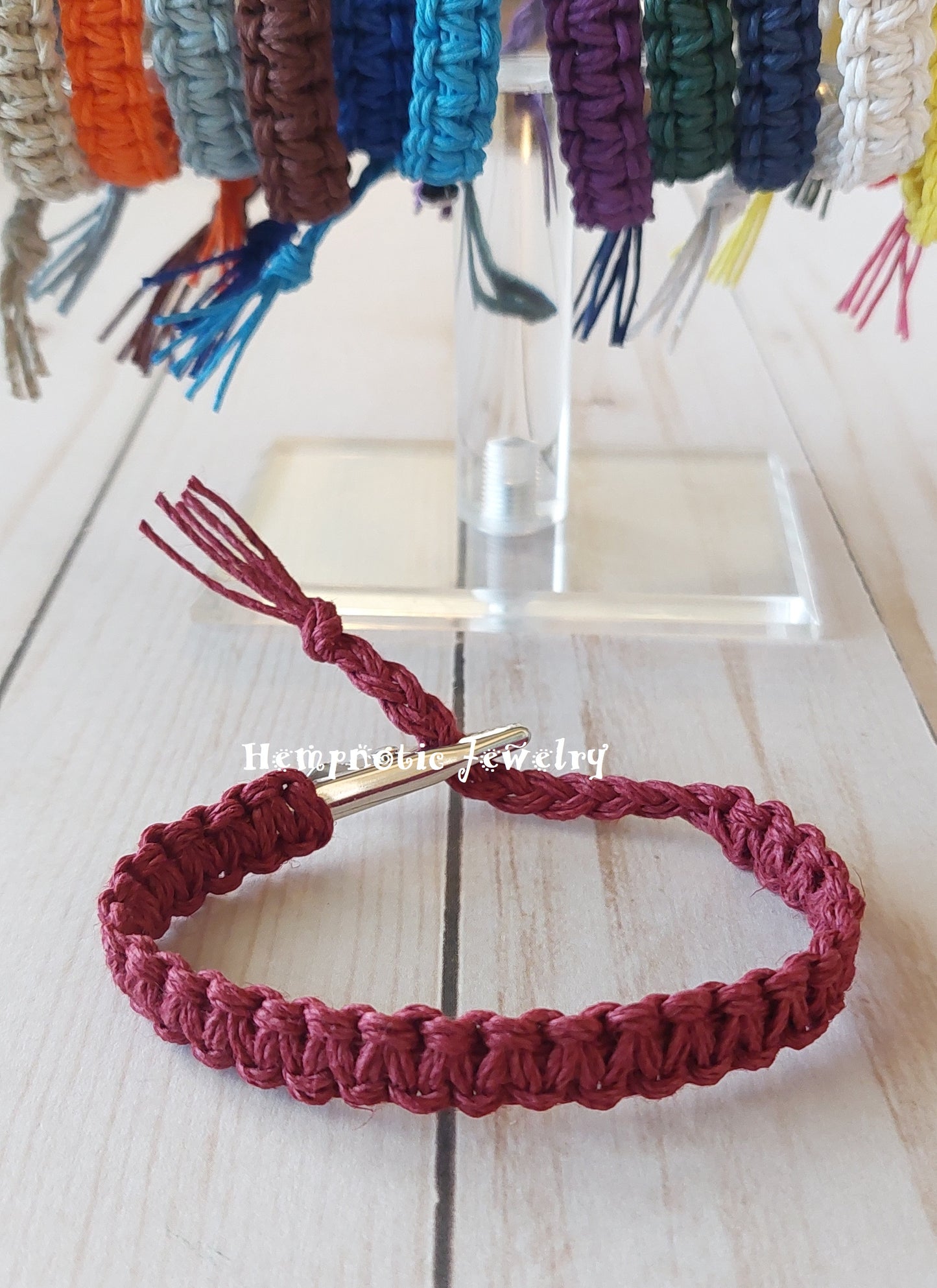 Adjustable Alligator Clip Mens or Womens Hemp Bracelet