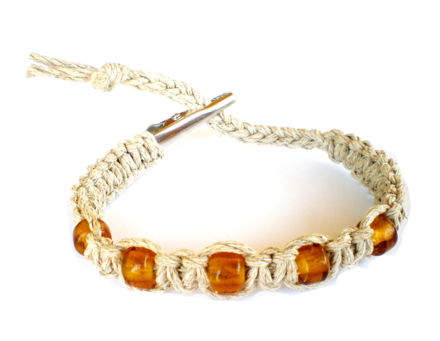 Gold Glass Beaded Adjustable Hempnotic Hemp Bracelet