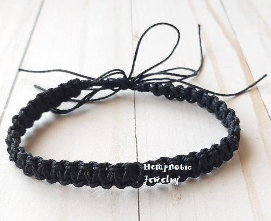 Surfer Hawaiian Inspired Black Hemp Tie On Anklet