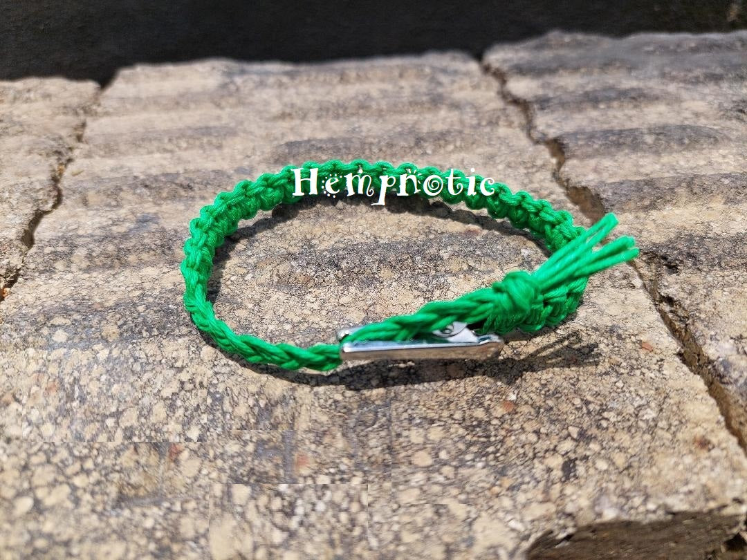 Mens Womens Green Adjustable Hemp Bracelet or Anklet