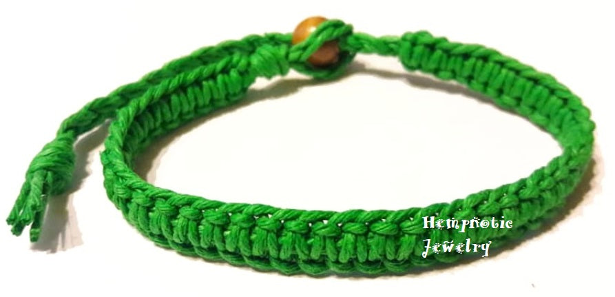Green Surfer Hawaiian Adjustable Hemp Bracelet or Hemp Anklet