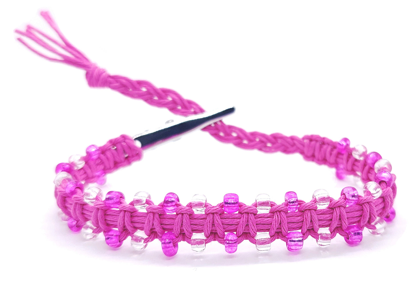 Hempnotic Pink beaded adjustable hemp bracelet