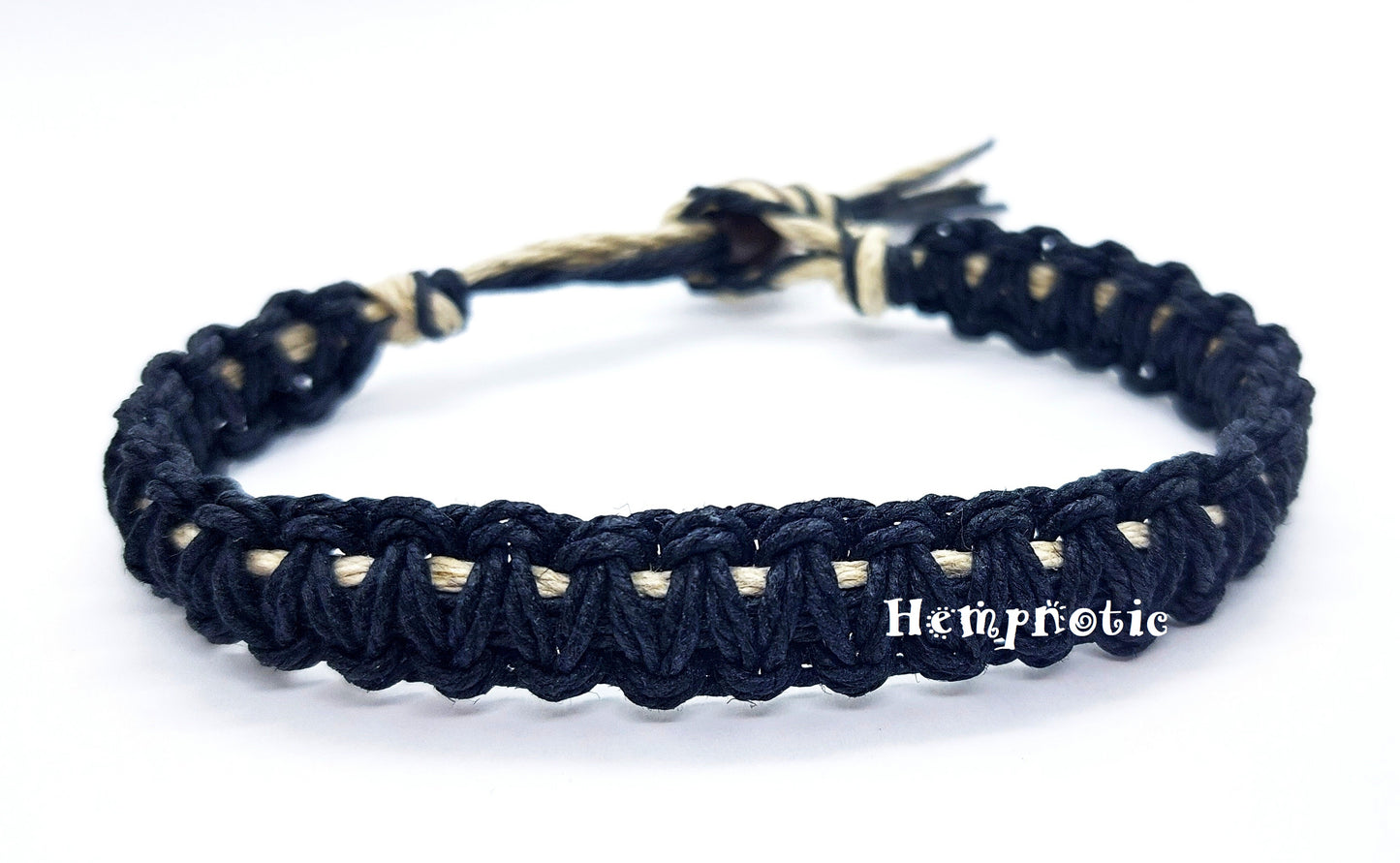 Black Hemp Bracelet, Men's or Women's Thick Hemp Bracelet, Eco Friendly Men's Jewelry, Gift for him, Men's gift - Handmade in the U.S.A.