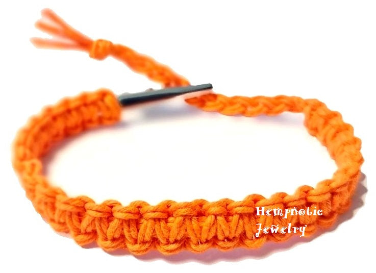 Mens Womens Adjustable Orange hemp bracelet or Anklet