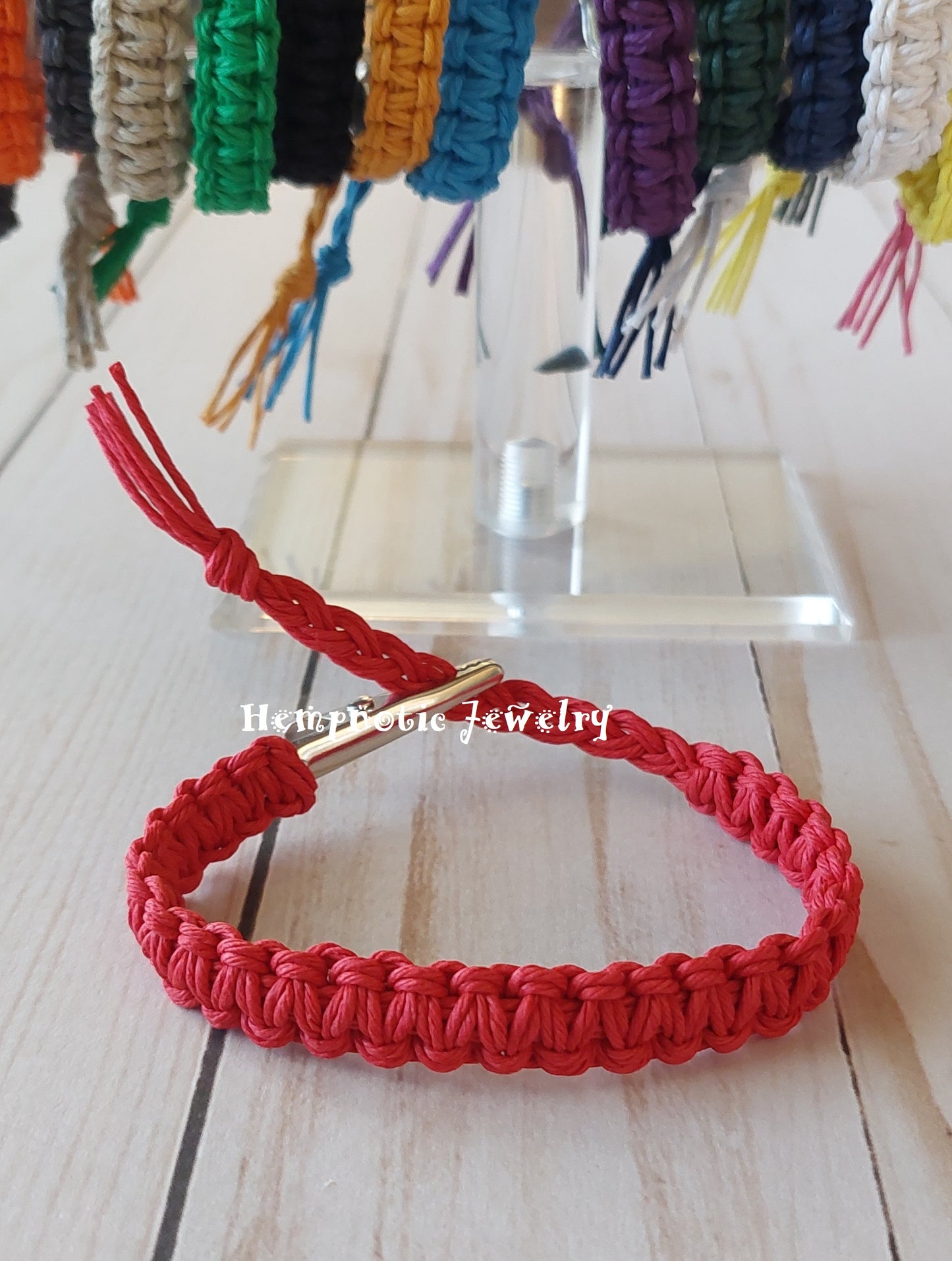 Adjustable Alligator Clip Mens or Womens Hemp Bracelet