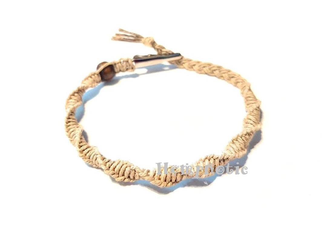 Spiral Adjustable Natural Hemp Anklet