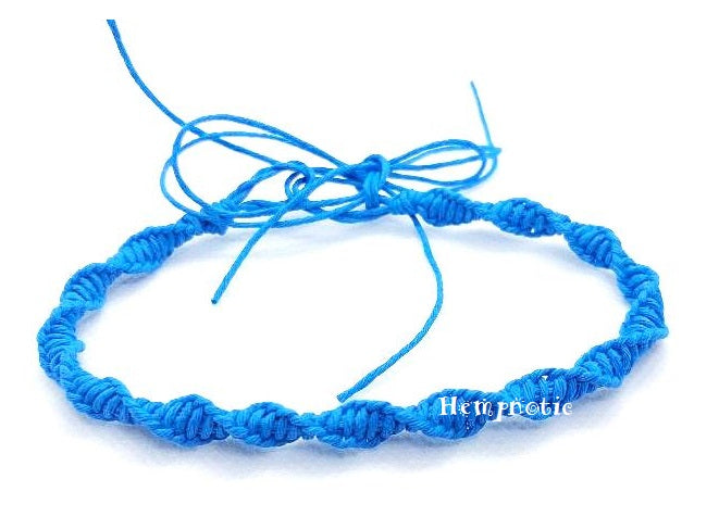 Teal Spiral Twisted Beach Hemp Anklet