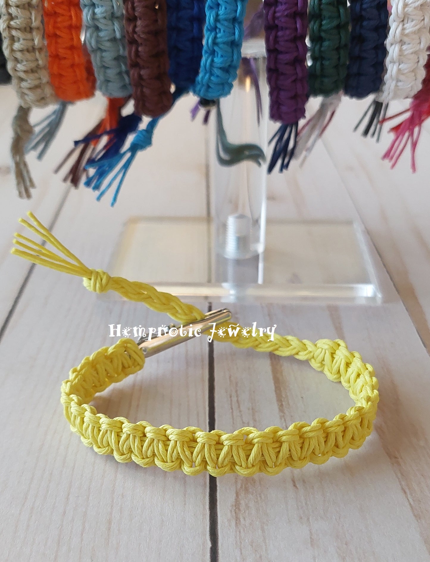 Adjustable Alligator Clip Mens or Womens Hemp Bracelet