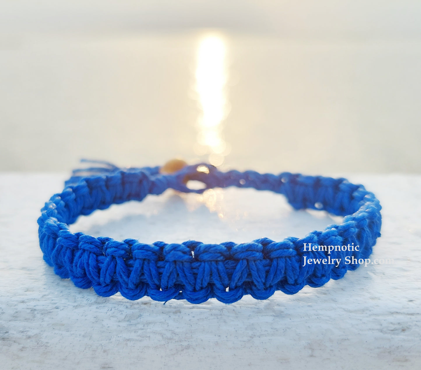 Blue Adjustable Men's or Women's Hemp Bracelet