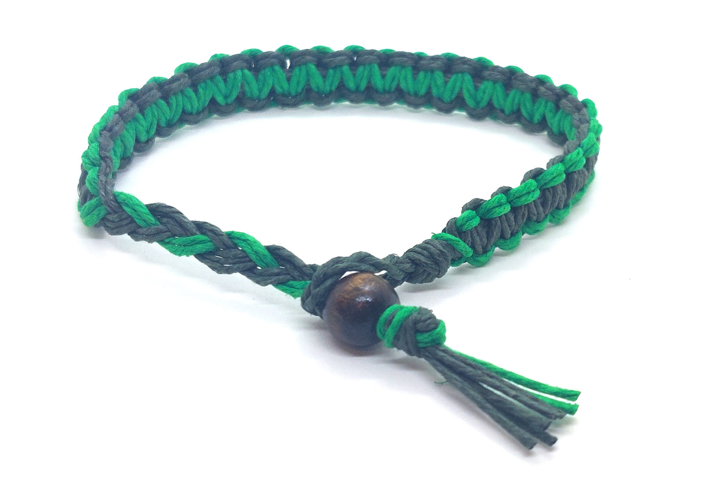 Dark Green and Green Hemp Bracelet