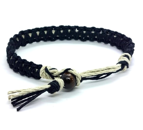 Black Hemp Bracelet, Men's or Women's Thick Hemp Bracelet, Eco Friendly Men's Jewelry, Gift for him, Men's gift - Handmade in the U.S.A.