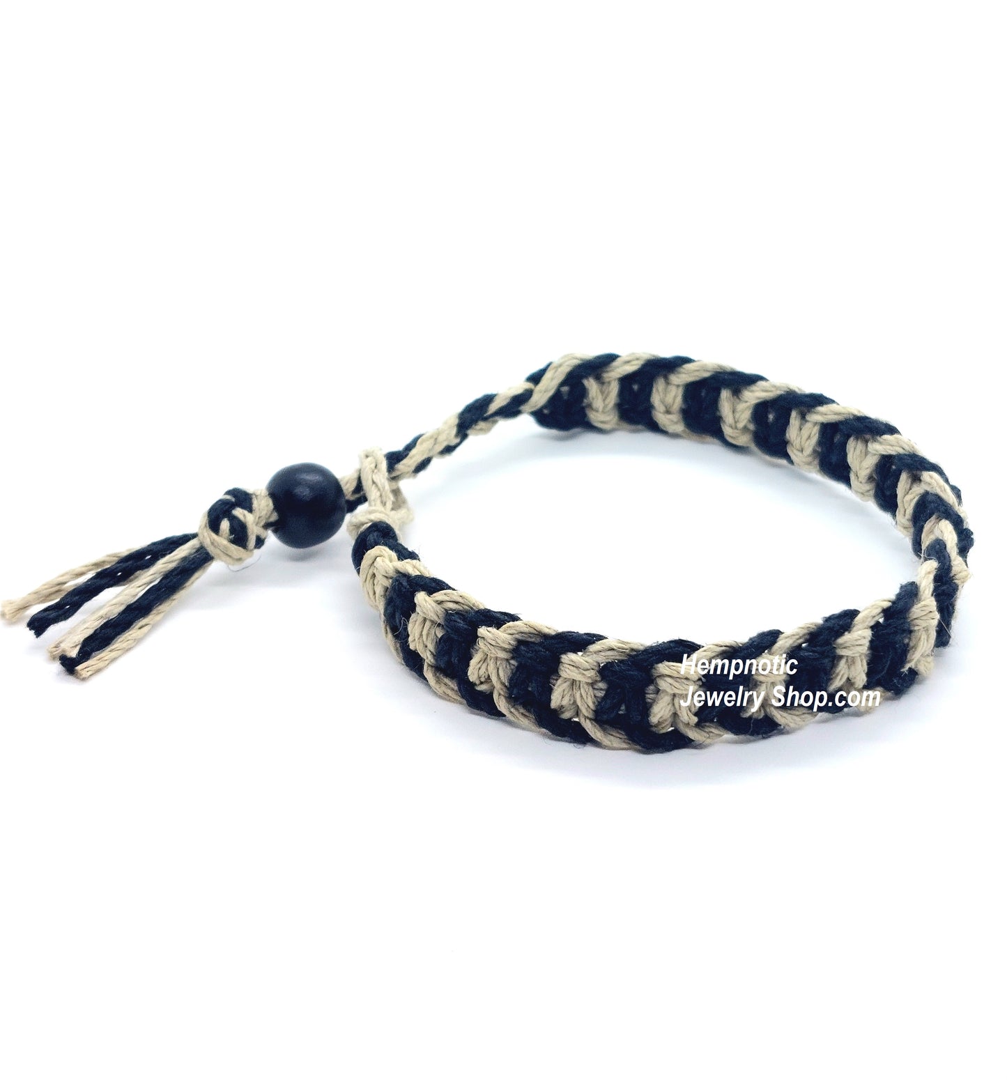 Natural and Black Zig Zag Woven Two Color Hemp Bracelet