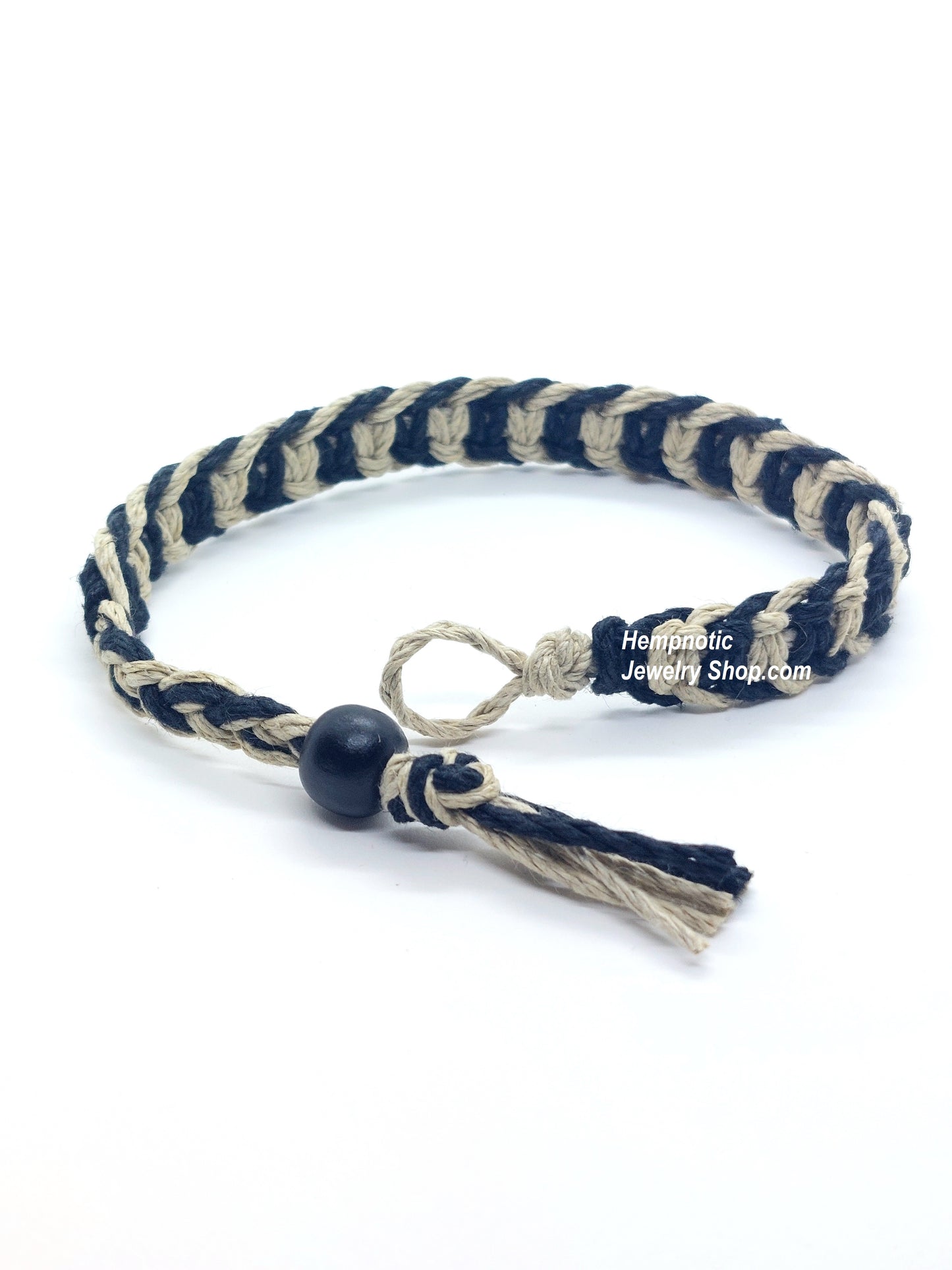 Natural and Black Zig Zag Woven Two Color Hemp Bracelet