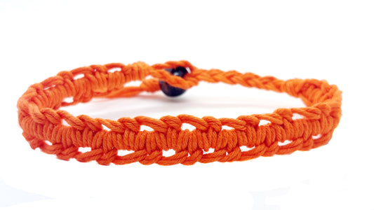 Orange Not Knotted Eco Friendly Surfer Hawaiian Wide Hemp Bracelet
