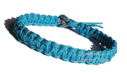 Hempnotic Jewelry Turquoise Surfer Hawaiian Style Hemp Bracelet - Handmade