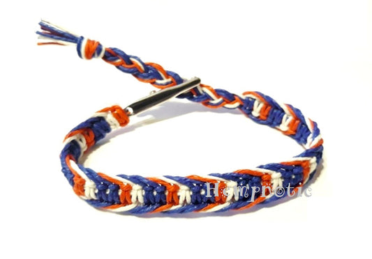 Red, White, and Blue Adjustable Alligator Clip Hemp Bracelet