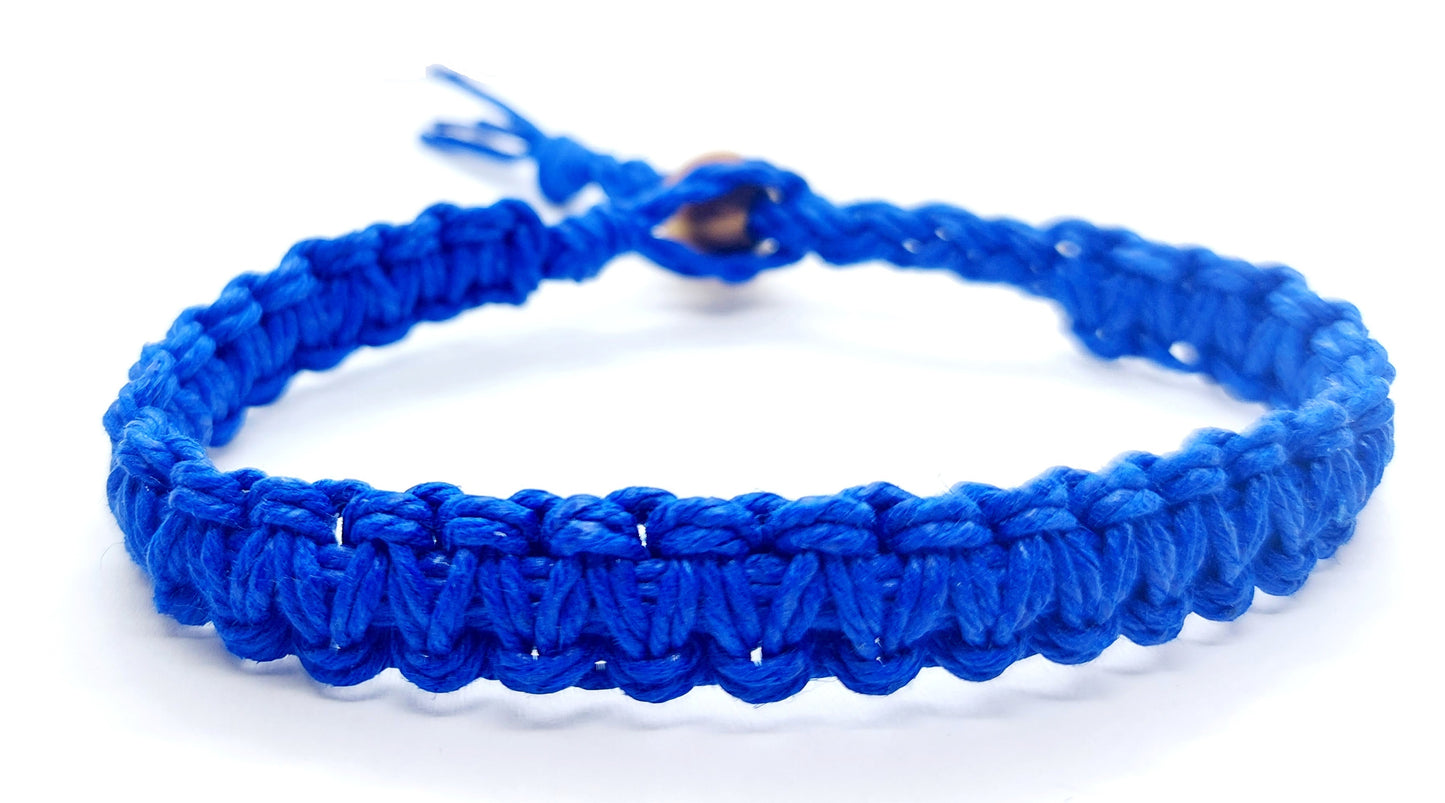 Blue Adjustable Men's or Women's Hemp Bracelet