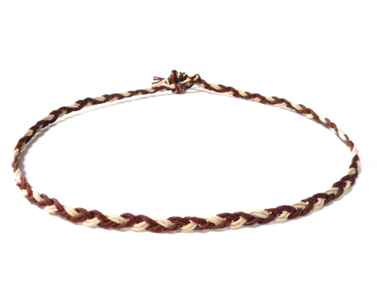 Natural and Brown Braided Hemp Necklace Men's Women's Surfer Hawaiian Style