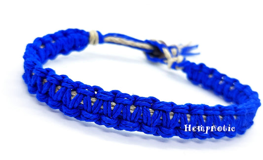 Men's Thick Blue Hemp Bracelet, Hempnotic Artisan Hemp Bracelet, Eco Friendly Men's Jewelry, Gift for him, Men's gift - Handmade in the U.S.A.