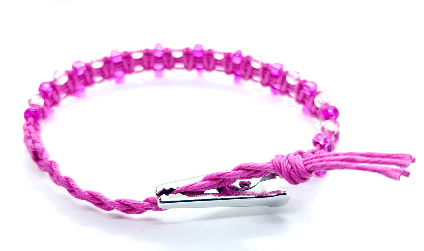 Hempnotic Pink beaded adjustable hemp bracelet
