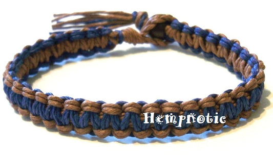 Blue and Brown Hemp Surfer Hawaiian Style Bracelet