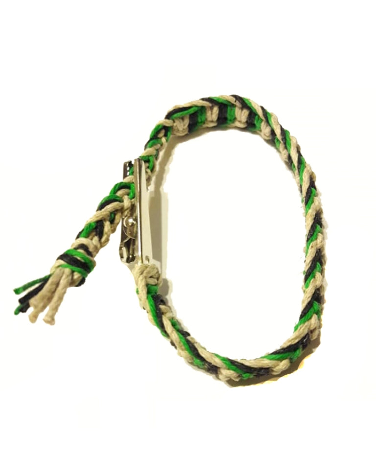 Natural, Green, and Black Adjustable Alligator Clip Hemp Bracelet or Anklet