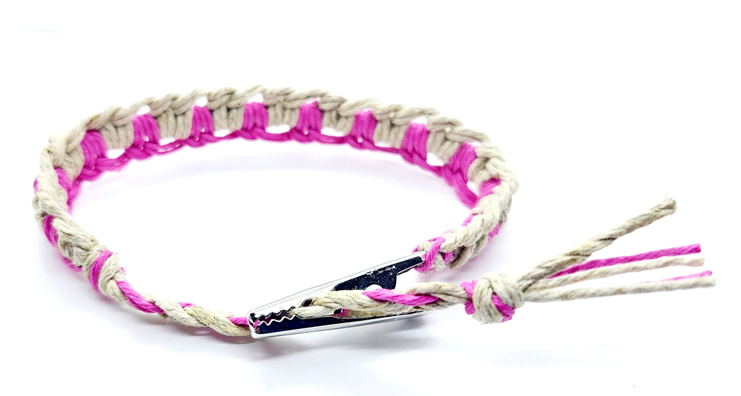 Interlocked Hempnotic Pink and Natural Hemp Bracelet