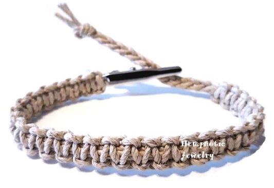Natural Hemp Bracelet or Anklet Adjustable Alligator Clip
