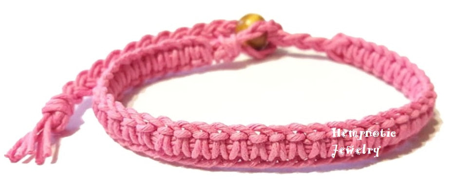 Pink Surfer Hawaiian Adjustable Hemp Bracelet or Hemp Anklet