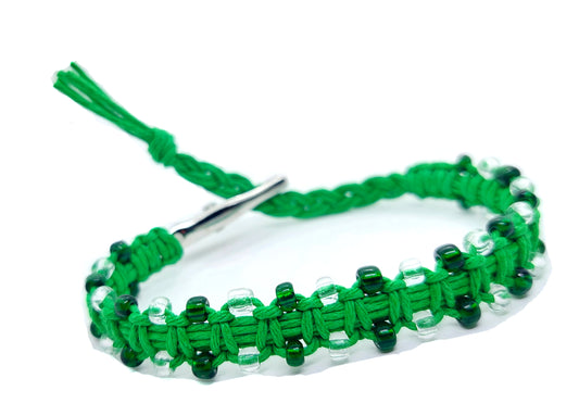 Hempnotic Green Glass Beaded Adjustable Hemp Bracelet